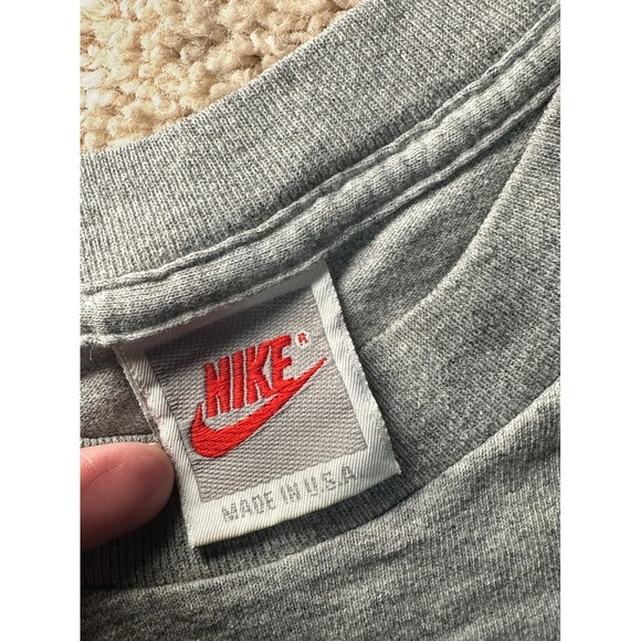 Vintage Silver Tag Nike Swoosh T-Shirt Mens XL Grey Made in USA Big Logo - Picture 5 of 8